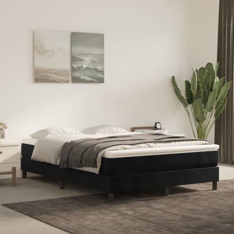 Lit double - 140x190 cm, Sommier à lattes de lit avec matelas Noir Velours WFE848904 Maison Chic