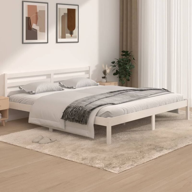 Lit double - 180x200 cm, Lit adulte et enfants, Cadre de lit sans matelas blanc FR812722 design in