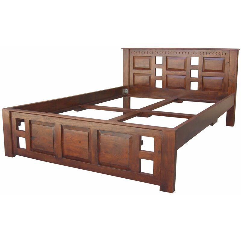 Lit double 151x214 Acacia laqué Nougat OXFORD #251 - marron foncé