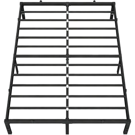 Lit Double 160 x 200 avec Rangement Sous Le Sommier, Cadre Métallique, Facile à Monter, Style Moderne, Noir