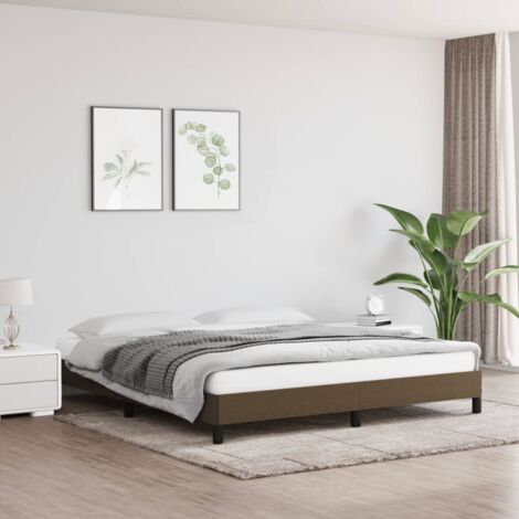 Lit double-160 x 200 cm, Cadre de lit, Lit adulte, Structure de lit Marron foncé 160x200 cm Tissu PDKEI69028