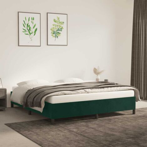 Lit double-160 x 200 cm, Cadre de lit, Lit adulte, Structure de lit Vert foncé 160x200 cm Velours PDKEI67681