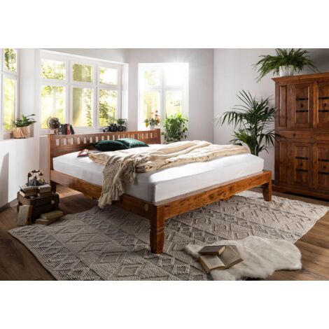 Lit double 160x200 Acacia laqué Miel OXFORD 222