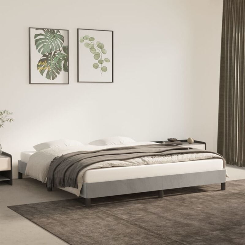 Lit double-180 x 200 cm, Cadre de lit, Lit adulte Gris clair 180x200 cm Velours JKF949136 design in