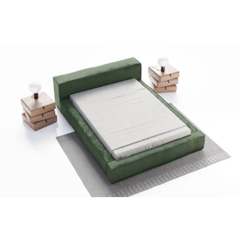 Lit double 180x200 Bueno - sommier à lattes & coffre de lit - Vert (Infinity 10)