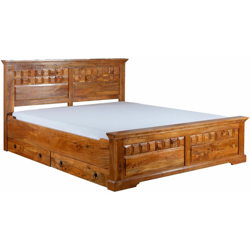 Lit double 180x200 Acacia laqué Miel OXFORD 0310