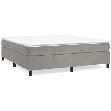 MAISONCHIC Lit double - 200x200 cm, Lit adulte et enfants, Cadre de lit sans matelas gris clair velours FR812961 Maison Chic