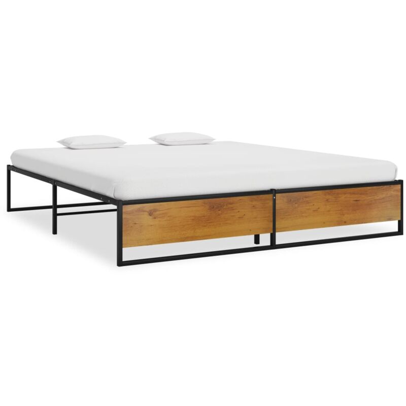 Lit double-160 x 200 cm, Cadre de lit, Lit adulte Noir Métal JKF976833 design in