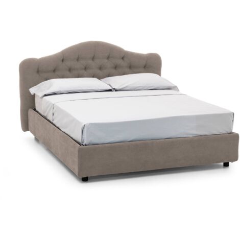 Lit Double Arex, Housse Amovible, Coffre Made in Italy, Gris Taupe