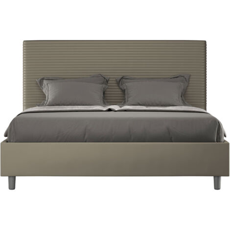 Lit double avec coffre 160x200 simili cuir moderne Focus M1  Couleur: Marron - Version: Avec coffre de rangement