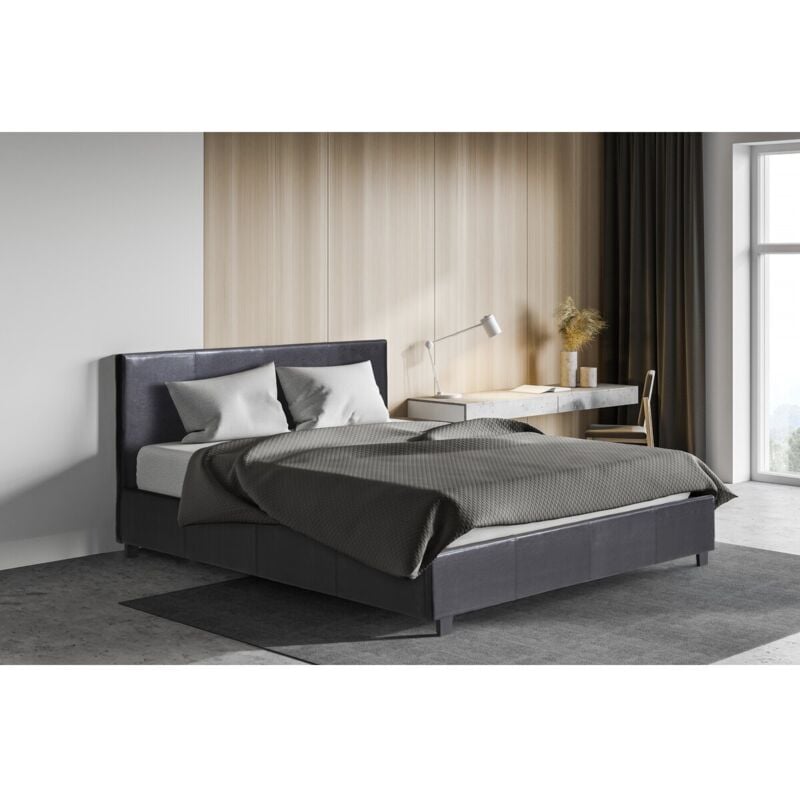 Habitat Et Jardin - Lit double avec coffre 'Carla' - 160 x 200 cm - Noir