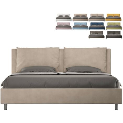 Lit double avec rangement Design moderne Antea 200x200  Couleur: Taupe - Version: Modèle standard