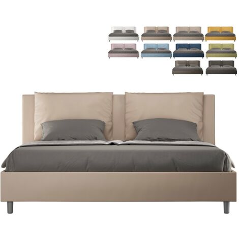 Lit double avec rangement Design moderne Antea 200x210  Couleur: Beige - Version: Modèle standard