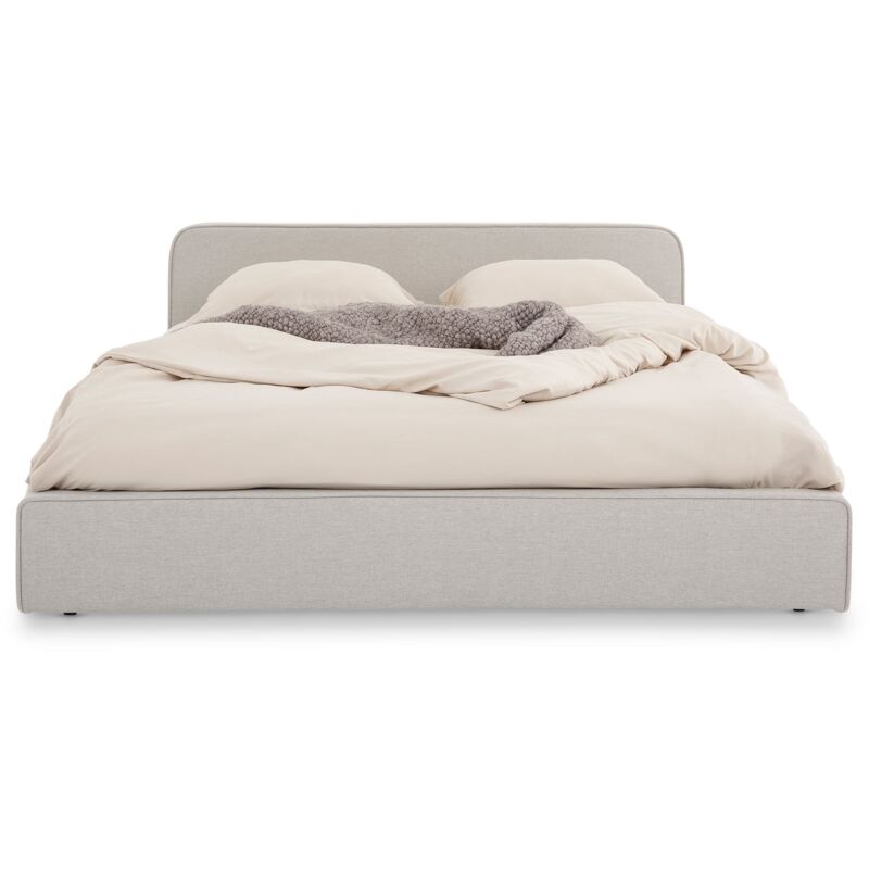 Idimex - Lit double belarti 140 x 190 cm, revêtement en tissu - Gris clair