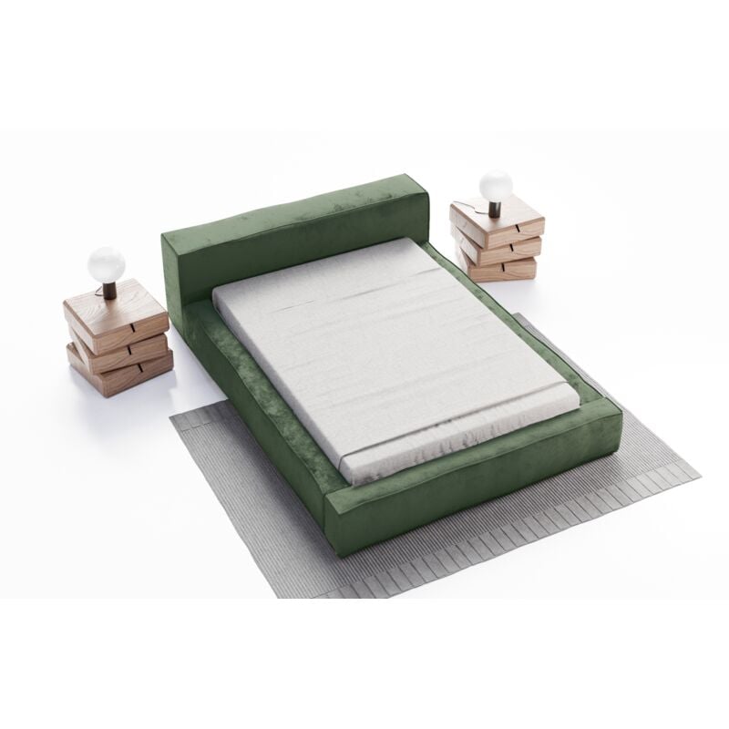 Emporius - Lit double 180x200 Bueno - sommier à lattes & coffre de lit - Vert (Infinity 10)