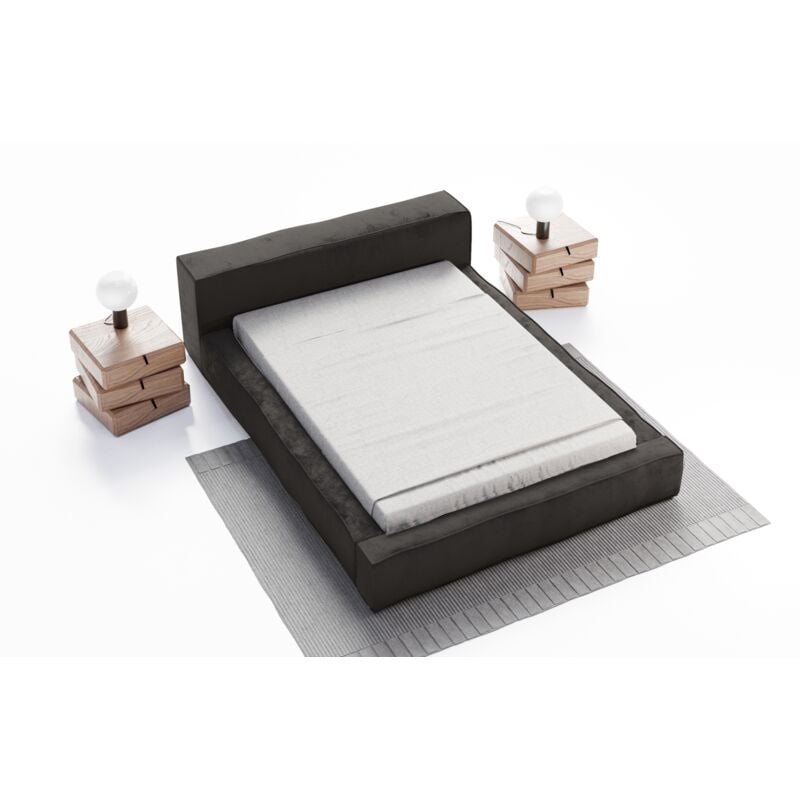 Emporius - Lit double 160x200 Bueno - sommier à lattes & coffre de lit - Noir (Infinity 18)