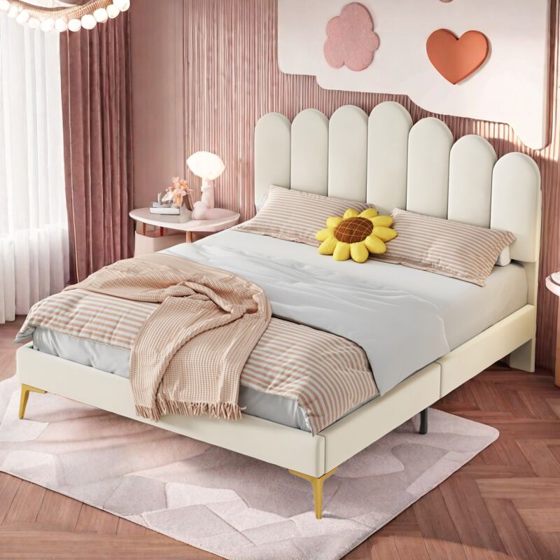 Sureh - Lit double capitonné 140x200 cm, Lit adulte avec tête de lit réglable en hauteur, lit adolescent, lit princesse, sommier à lattes, Velours,