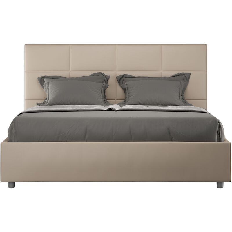 Lit queen size Mika 160x200 sans sommier taupe - Taupe
