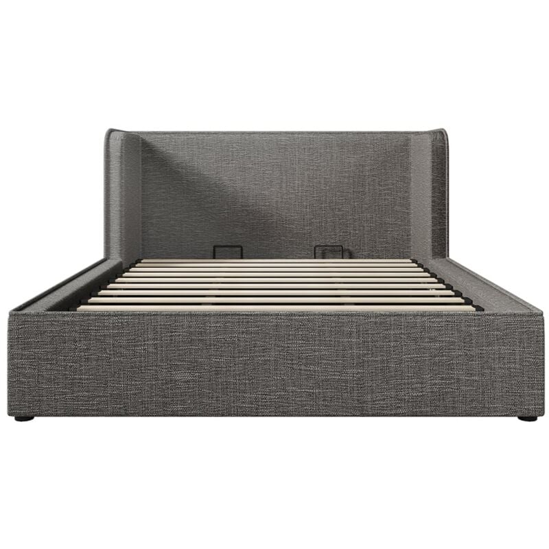 Gutent - Lit double capitonné 180 x 200 avec coussins et housse de sommier amovible, lin, gris