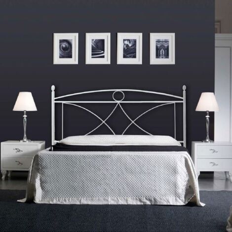Lit double en fer avec cadre de lit en fer blanc ALICE 166x202x h128 cm