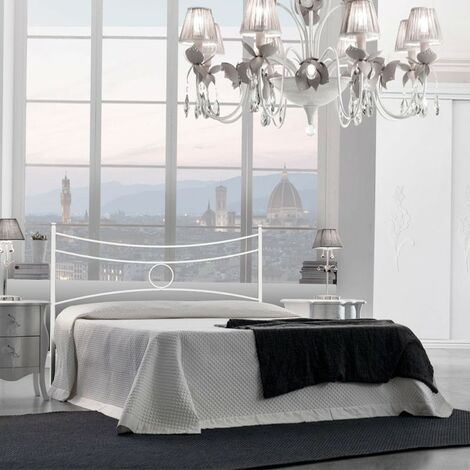 Lit double en fer avec cadre de lit en fer blanc CONCA 166x202x h117 cm