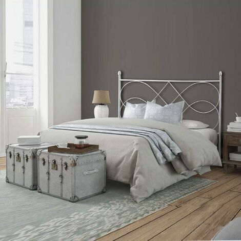 Lit double en fer avec cadre de lit en fer SOSPIRO Blanc 166x203x h128 cm