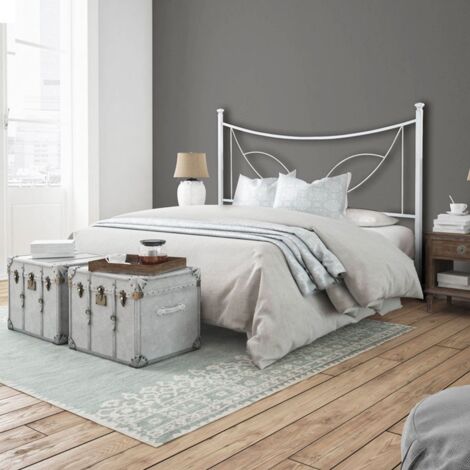 Lit double en fer avec cadre de lit en fer TULIP Blanc 166x202x h117 cm