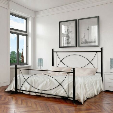 Lit double en fer avec pied de lit Nero LAGUNA 166x208x h117 cm