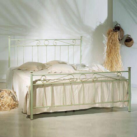 Lit double en fer avec pied de lit Vert TEVERE 166x208x h117 cm