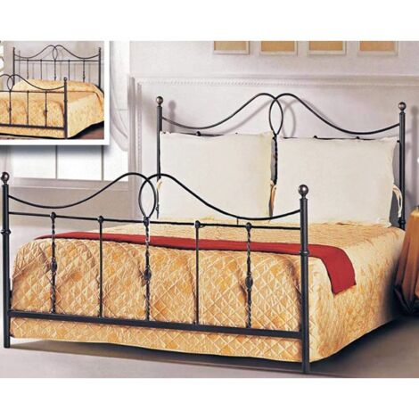 Lit double en fer forgé couleur anthracite 172x202xH.130 cm