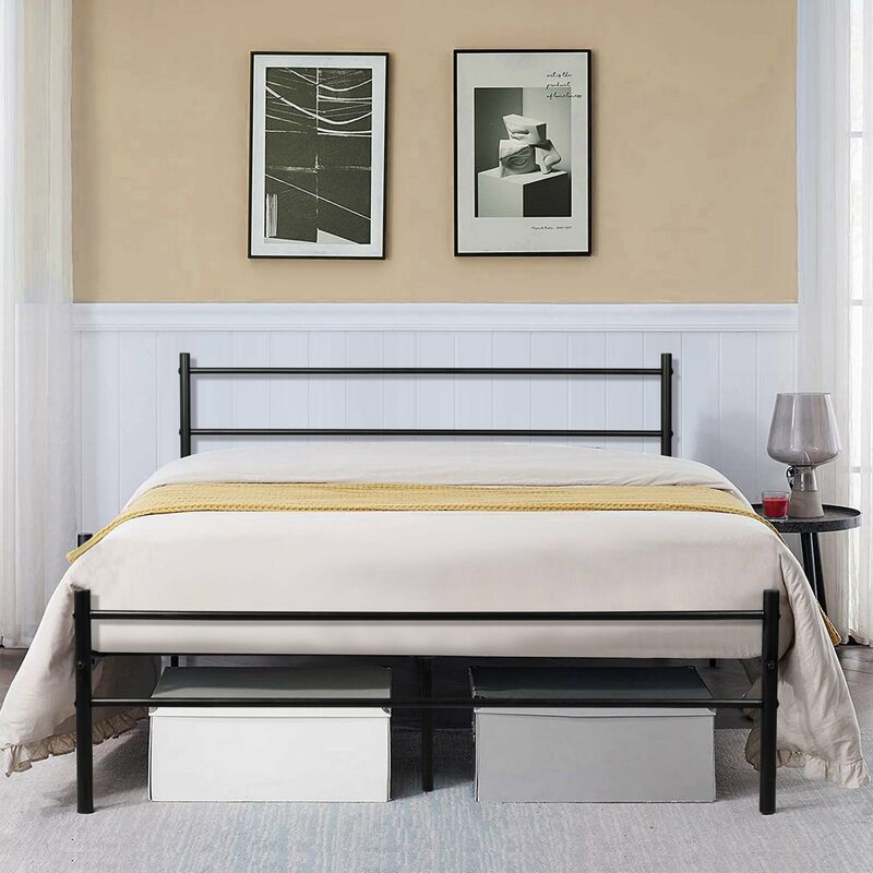 lit double en métal Cadre de lit 140cm x 190 cm - Noir