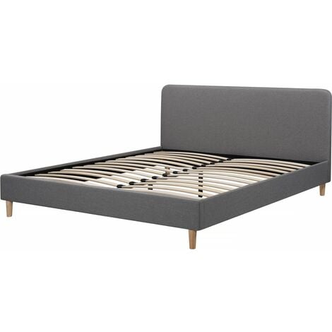 HABITAT ET JARDIN Lit double en tissu Louise - 140 x 190 cm - Gris