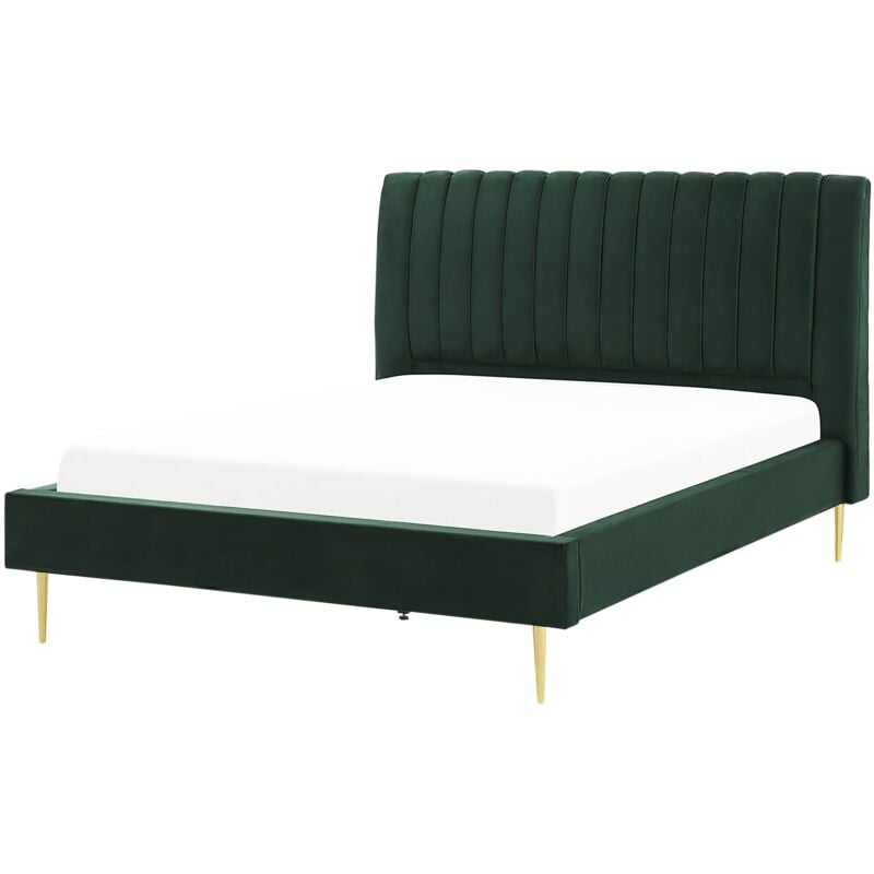 Beliani - Lit Double 160 x 200 cm en Velours Vert Glamour Rembourrage de Qualité Marville