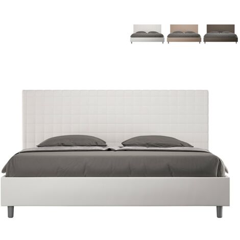 Lit double grand format 180x200 design avec coffre Sunny K  Couleur: Blanc - Version: Modèle standard