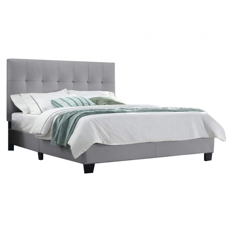 Lit double en simili gris 160x200 - PANDORA - Gris