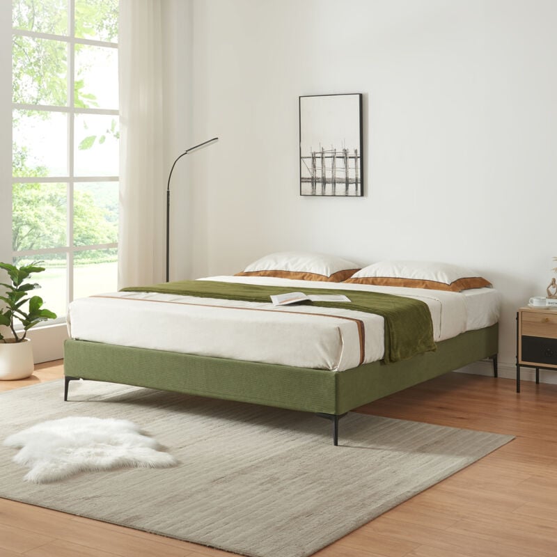 Lit double Lilla 160 x 200 cm vert [en.casa]