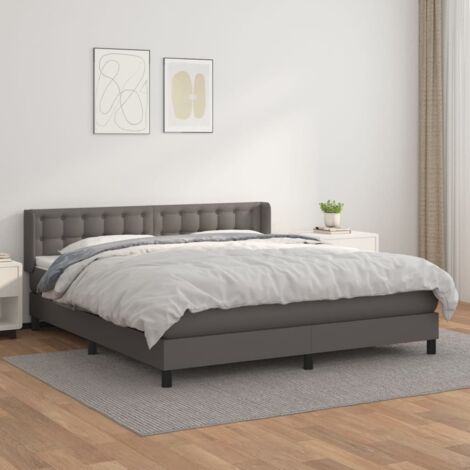 Lit double  Lit à sommier tapissier avec matelas  Lit Adulte Gris 180x200 cm Similicuir BVM77152