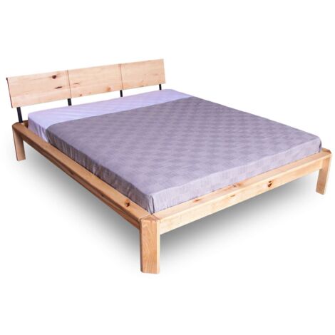 Lit double loft - 140 x 200 cm - Bois clair et Violet