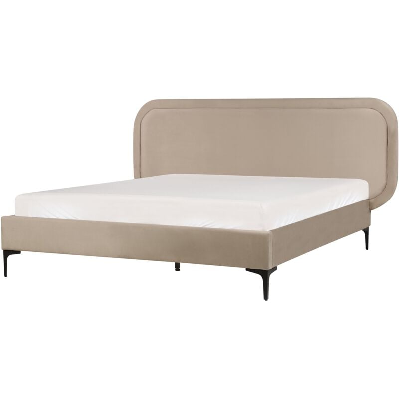 Beliani - Lit Double Moderne 140 x 200 cm en Velours Beige Suzette