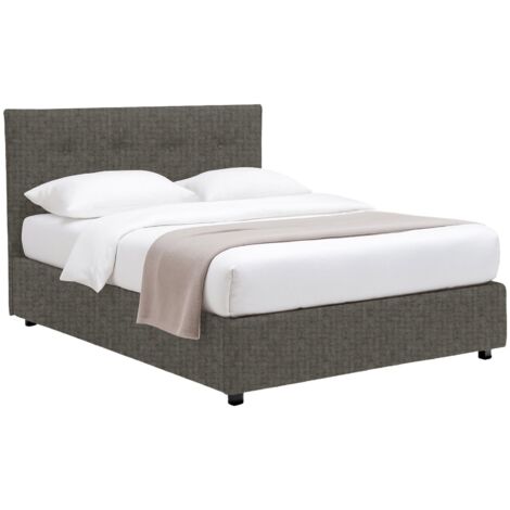 Lit Double Oxford, Déhoussable, Coffre, Fabrication Italienne, Gris Taupe
