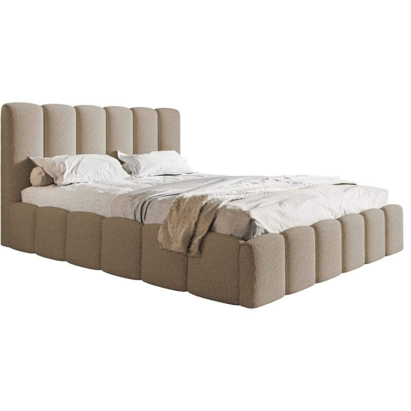 Emporius - Lit double 180x200 Palermo - Lit avec Rangement - Lit design, lit adulte tissu bouclé (Brun - Anthology 5)
