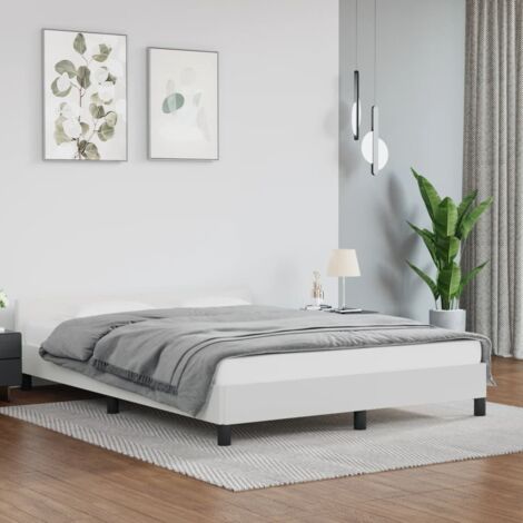 Lit double pour adulte avec tĂŞte de lit - Cadre de lit Blanc 140x190 cm Similicuir BV262947 - BonneVie