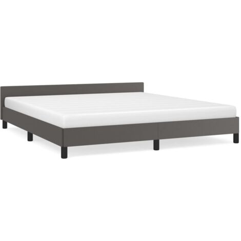 Lit double pour adulte avec tête de lit - Cadre de lit Gris 180x200 cm Similicuir BV320043 - BonneVie