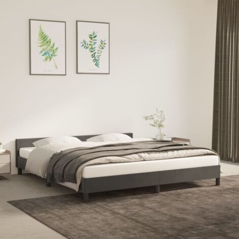 Lit double pour adulte avec tête de lit - Cadre de lit Gris foncé 160x200 cm Velours BV862970