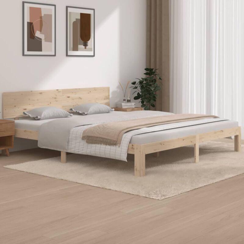 Lit double pour adulte Cadre de lit - Bois massif 180x200 cm Super King BV461590