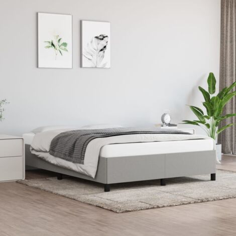 Lit double pour adulte Cadre de lit - Gris clair 140x190 cm Tissu BV279736 - BonneVie