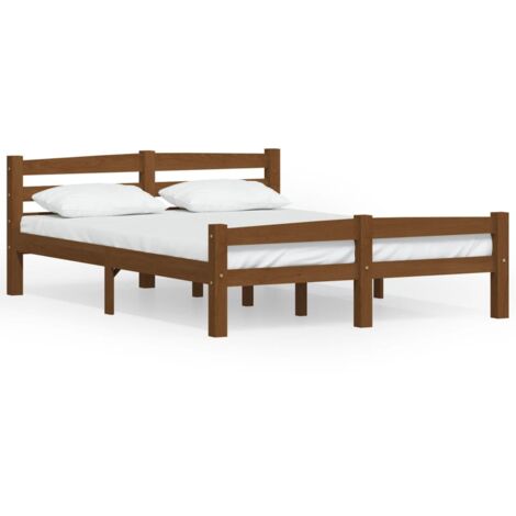 Lit double pour adulte Cadre de lit - Marron miel Bois de pin massif 140x200 cm BV895701 - BonneVie