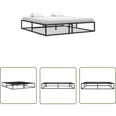 Lit double pour adulte Cadre de lit - Noir Métal 160x200 cm BV425805