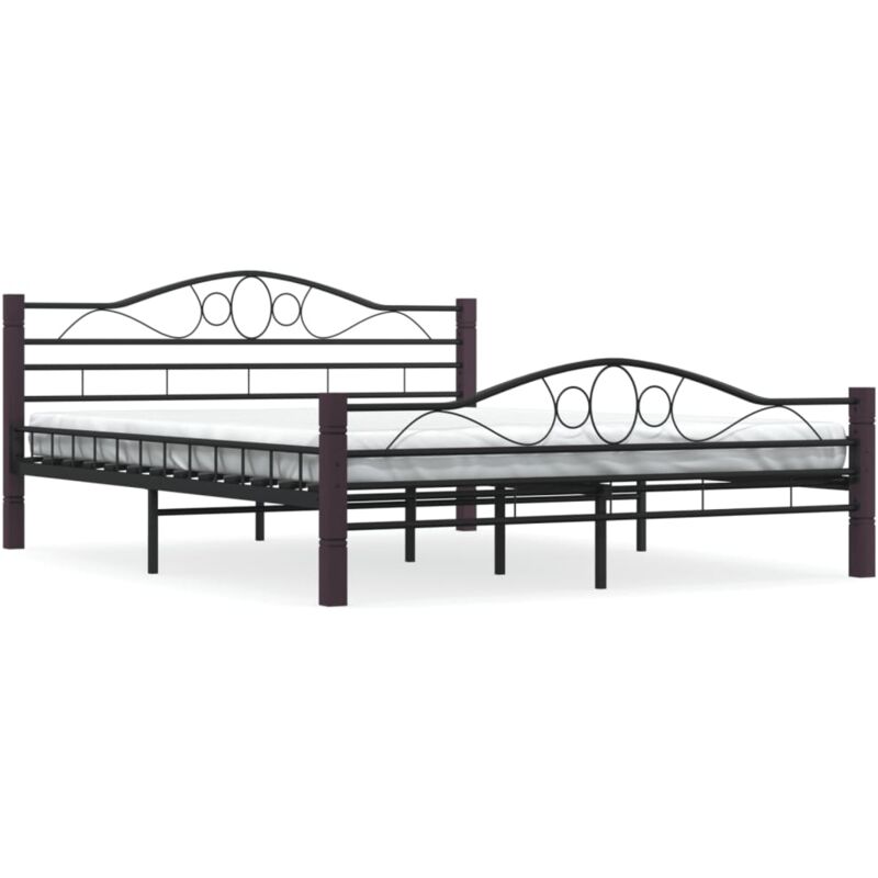 Bonnevie - Lit double pour adulte Cadre de lit - Noir Métal 160 x 200 cm BV295636
