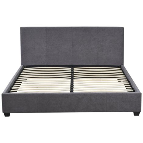 Lit double ROMA 160x200 cm – PU gris – Sommier inclus – Design moderne et confort quotidien
